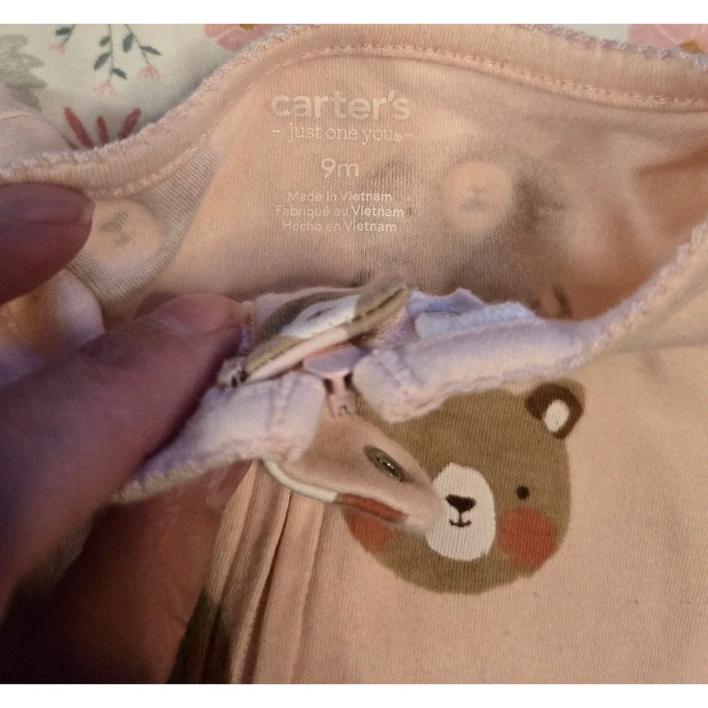 Carters‎ Baby Girl 9M Bundle 3pc Footed Sleepers Deer Bear Hooded Thermal Romper